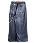 FLEECE DENIM PRINT WIDE PANTS