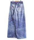 FLEECE DENIM PRINT WIDE PANTS