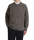 ZIP CREW NECK CARDIGAN -LAMS WOOL PLAIN KNITTED-