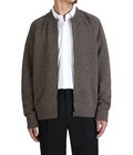 ZIP CREW NECK CARDIGAN -LAMS WOOL PLAIN KNITTED-