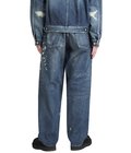 RECYCLED WASTE SUVIN COTTON YARN 14oz DENIM  5POCKET WIDE PANTS VINTAGE WASHED(ZIPPER FLY)