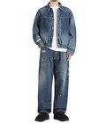 RECYCLED WASTE SUVIN COTTON YARN 14oz DENIM  5POCKET WIDE PANTS VINTAGE WASHED(ZIPPER FLY)