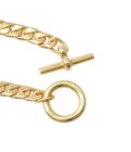 9MM CURB CHAIN T BAR BRACELET - GOLD -