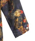 SILK LONG SLEEVE ALOHA SHIRT〈COCK FIGHTING/ BLACK BLUE〉