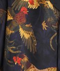 SILK LONG SLEEVE ALOHA SHIRT〈COCK FIGHTING/ BLACK BLUE〉