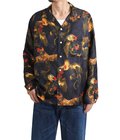 SILK LONG SLEEVE ALOHA SHIRT〈COCK FIGHTING/ BLACK BLUE〉