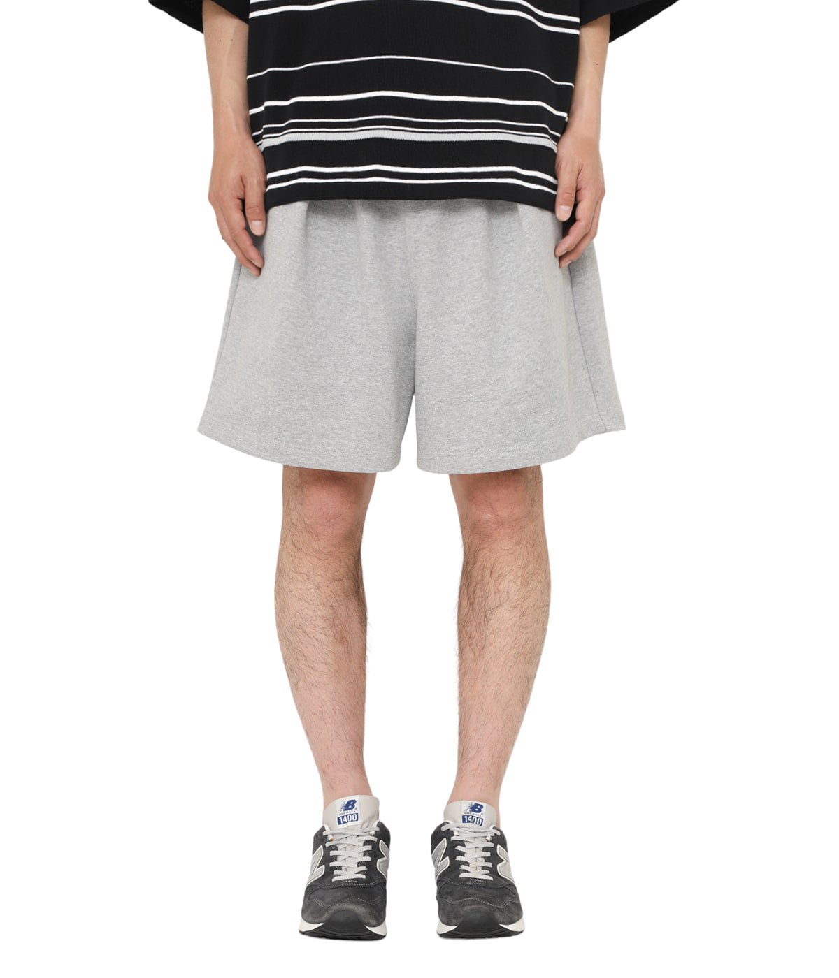 is-ness イズネス Wide Sweat Shorts グレー M-