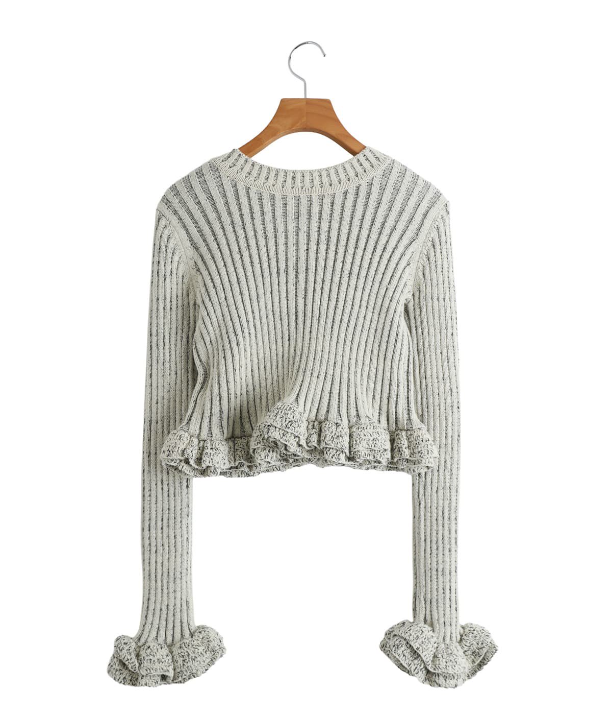 正規品W FACE SHORT FRILLED KNIT TOPS W FACE SHORT FRILLED KNIT TOPS -WHITE- – OBLIGE