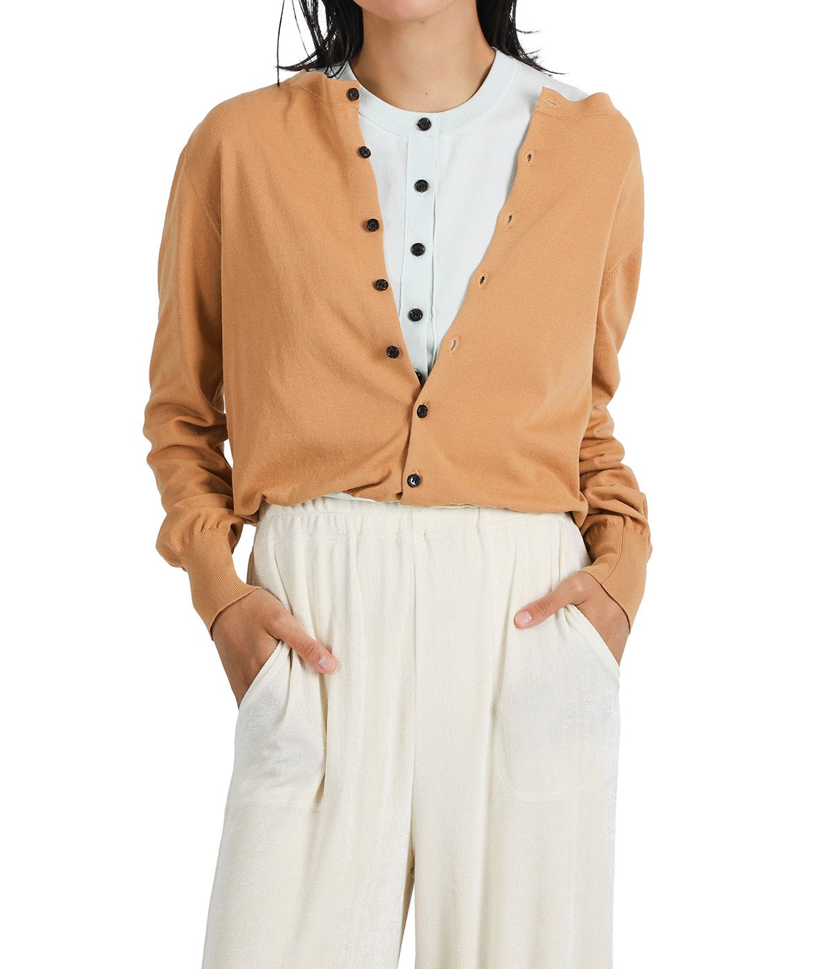 レディース】W LAYERED KNIT CARDIGAN | CLANE(クラネ) / トップス