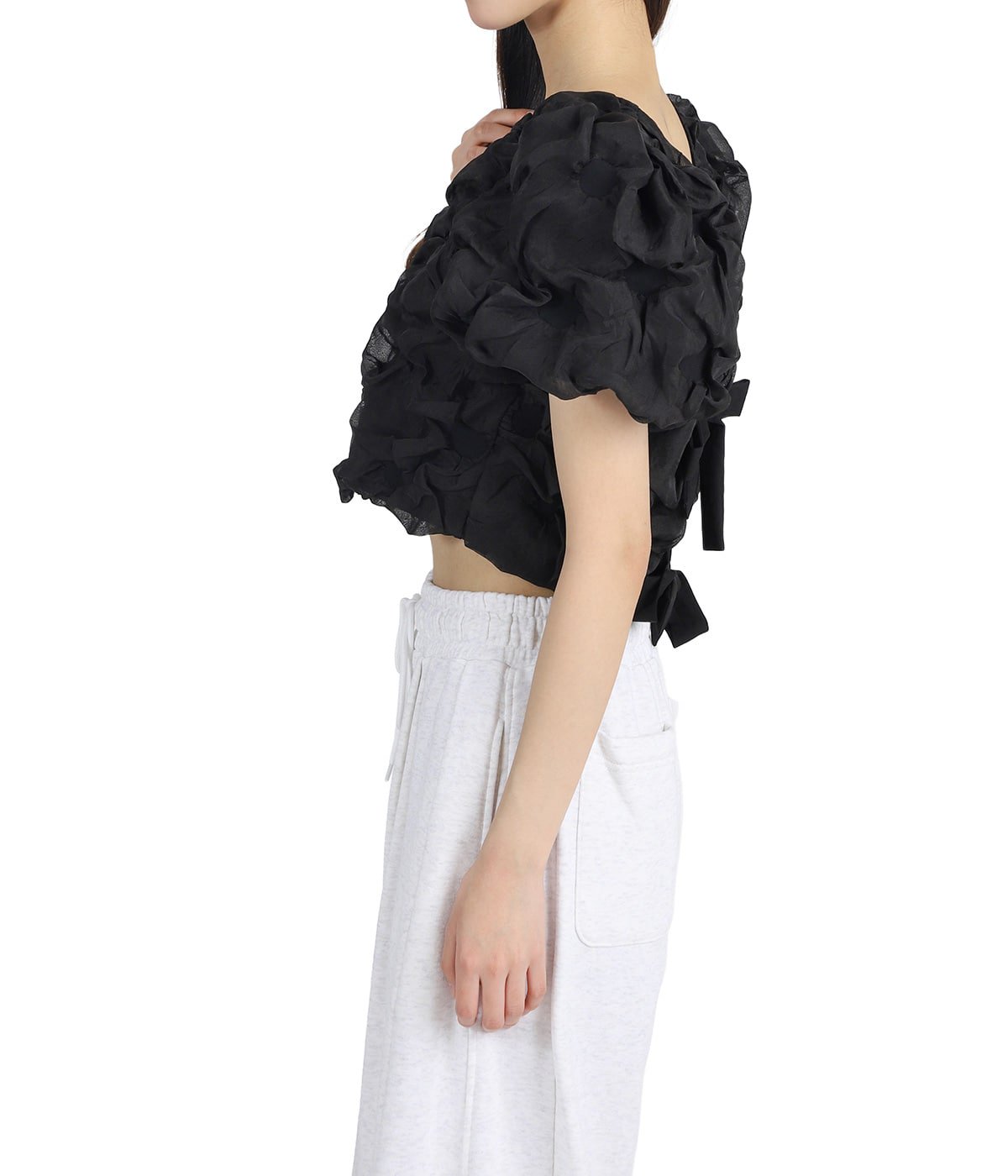 n*w様 CLANE W FACE CLOUD PUFF SLEEVE TOPS CLANE - パフトップス - W FACE CLOUD PUFF SLEEVE TOPS (BLACK