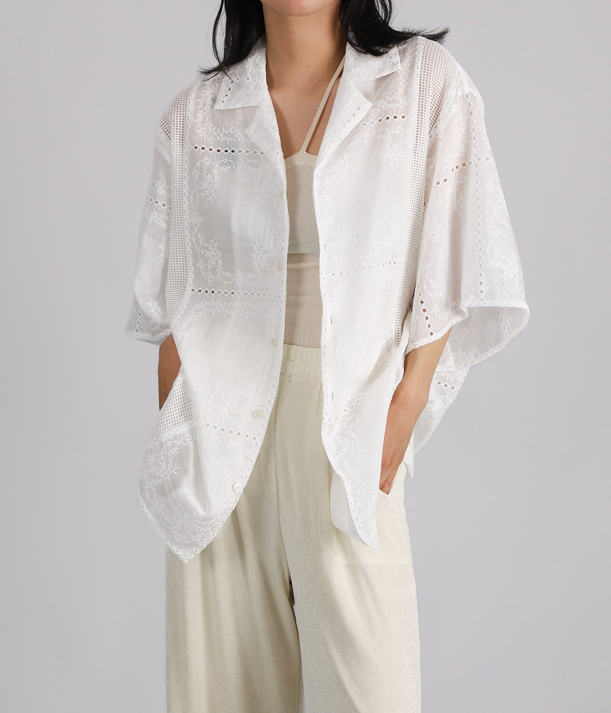 レディース】EMBROIDERY LACE BOX SHIRTS | CLANE(クラネ) / トップス