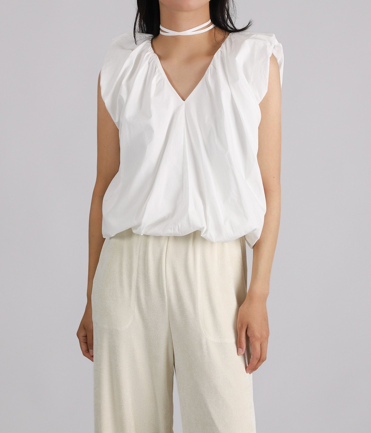 レディース】BALLOON GATHER RIBBON TOPS | CLANE(クラネ) / トップス
