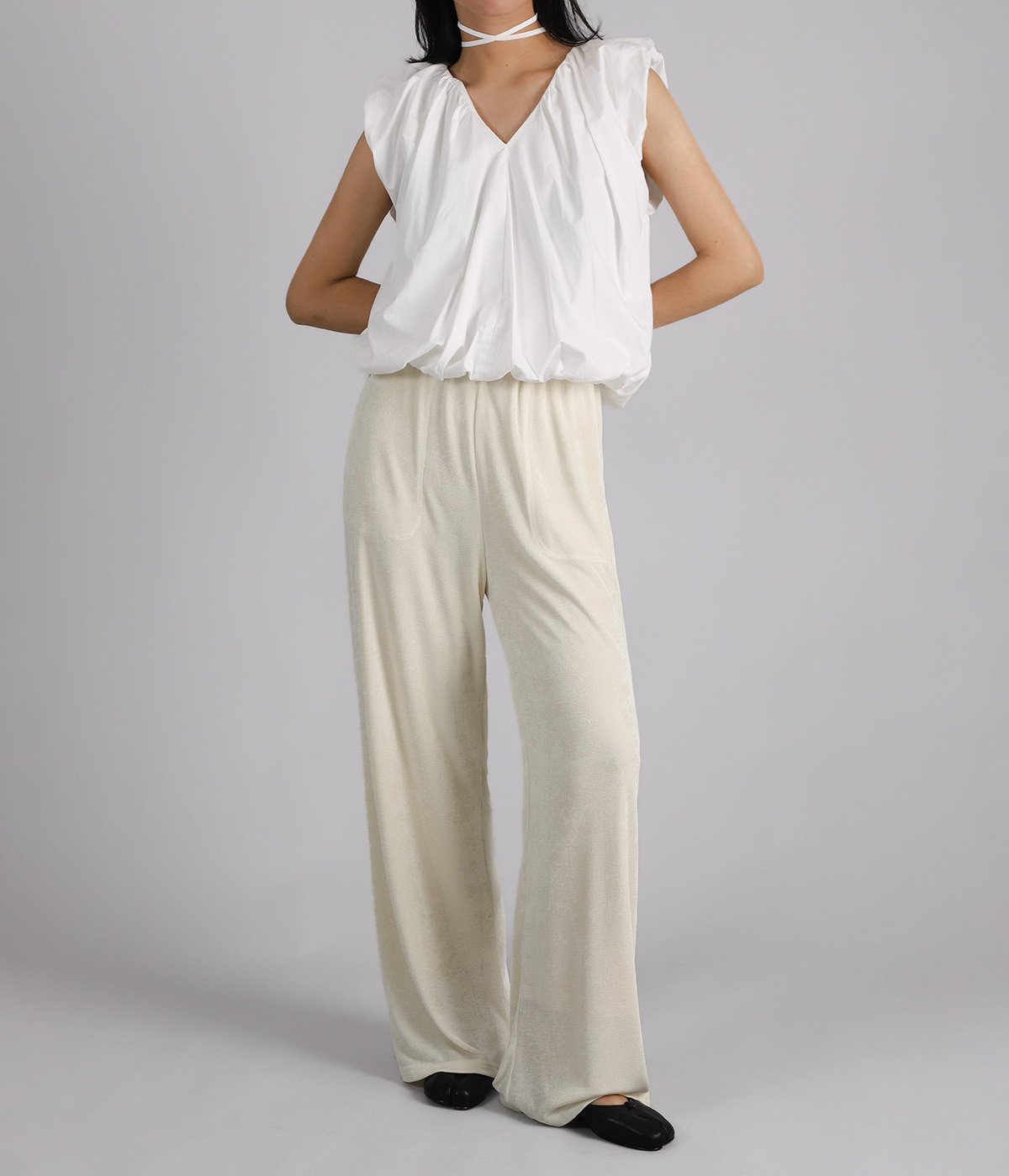 レディース】BALLOON GATHER RIBBON TOPS | CLANE(クラネ) / トップス