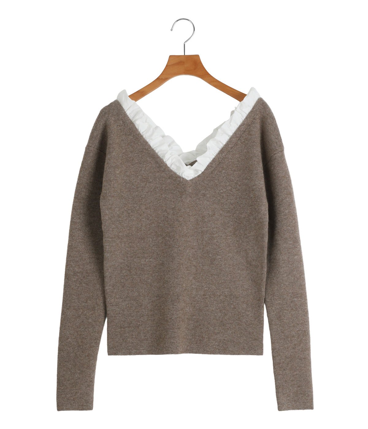 レディース】2WAY FRILL V NECK KNIT TOPS | CLANE(クラネ) / トップス