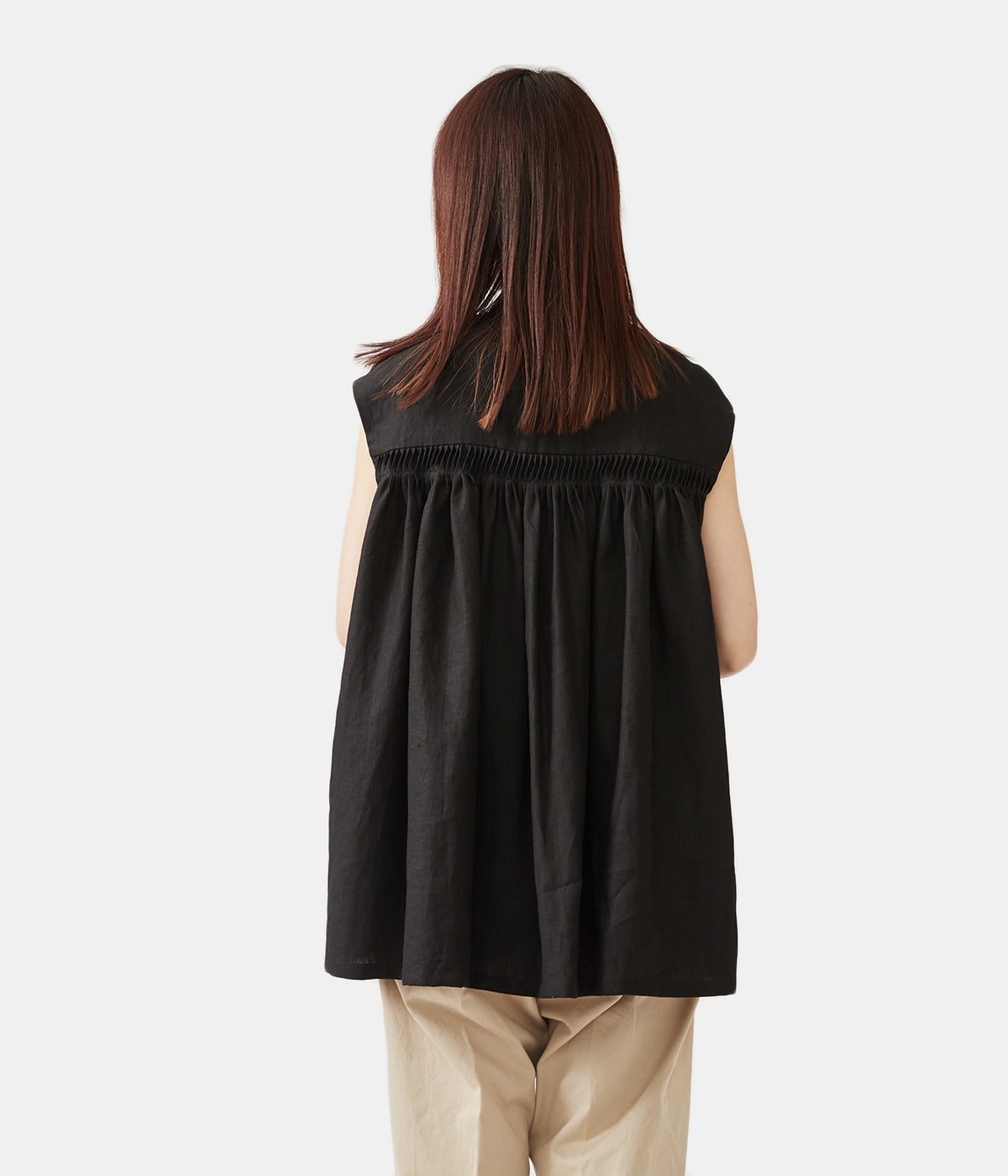 【レディース】Linen Tucked Sleeveless Shirt