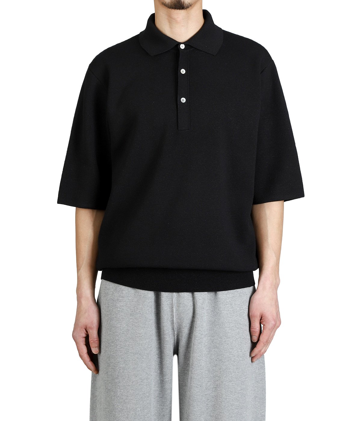polo sweater - Paper/High twisted wool Half milano rib 