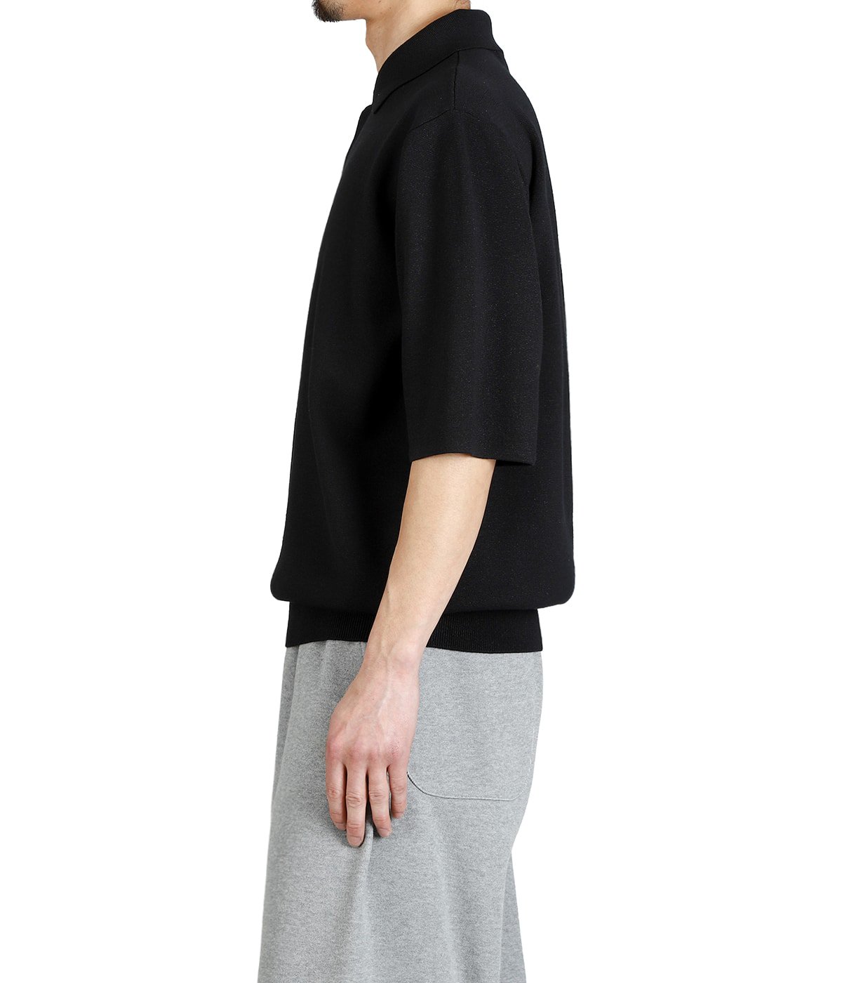 polo sweater - Paper/High twisted wool Half milano rib 