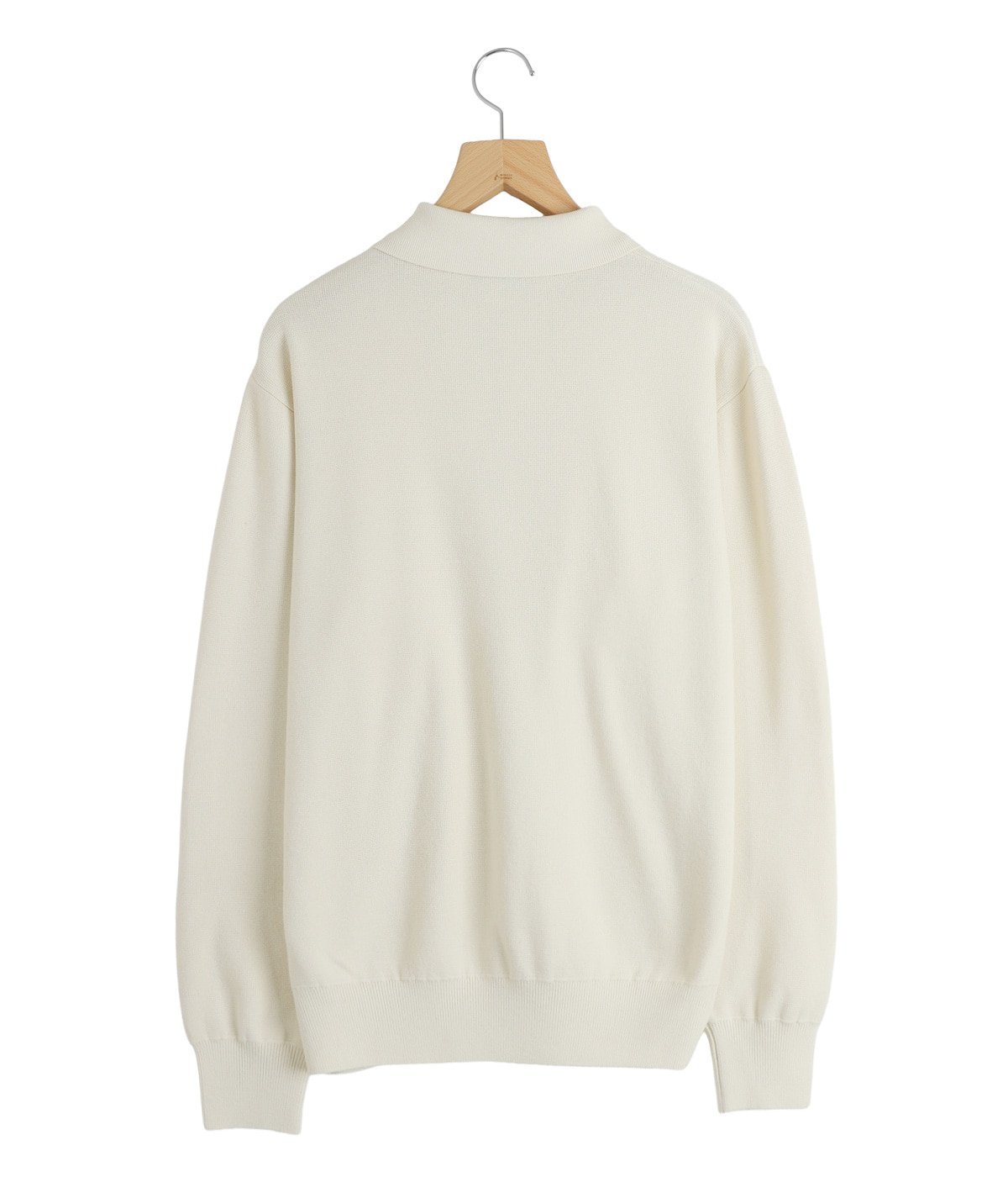 long sleeve polo sweater - Paper/High twisted wool Half milano rib