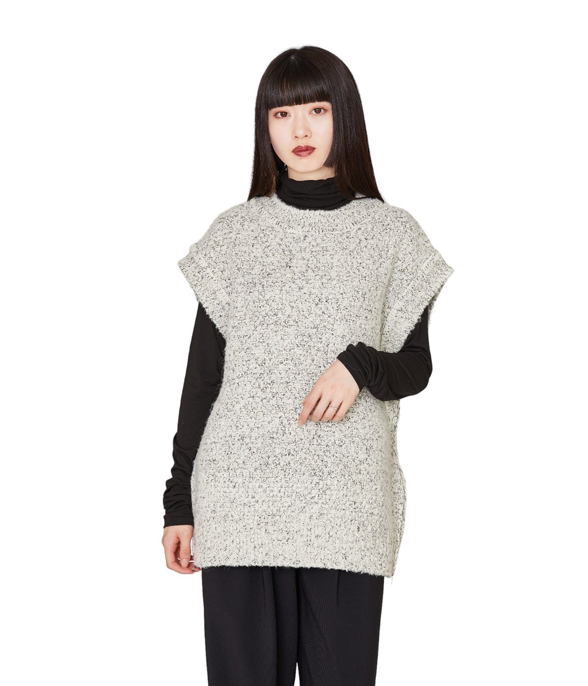 CLANE クラネ　SIDE ZIP TWEED KNIT VESTベスト