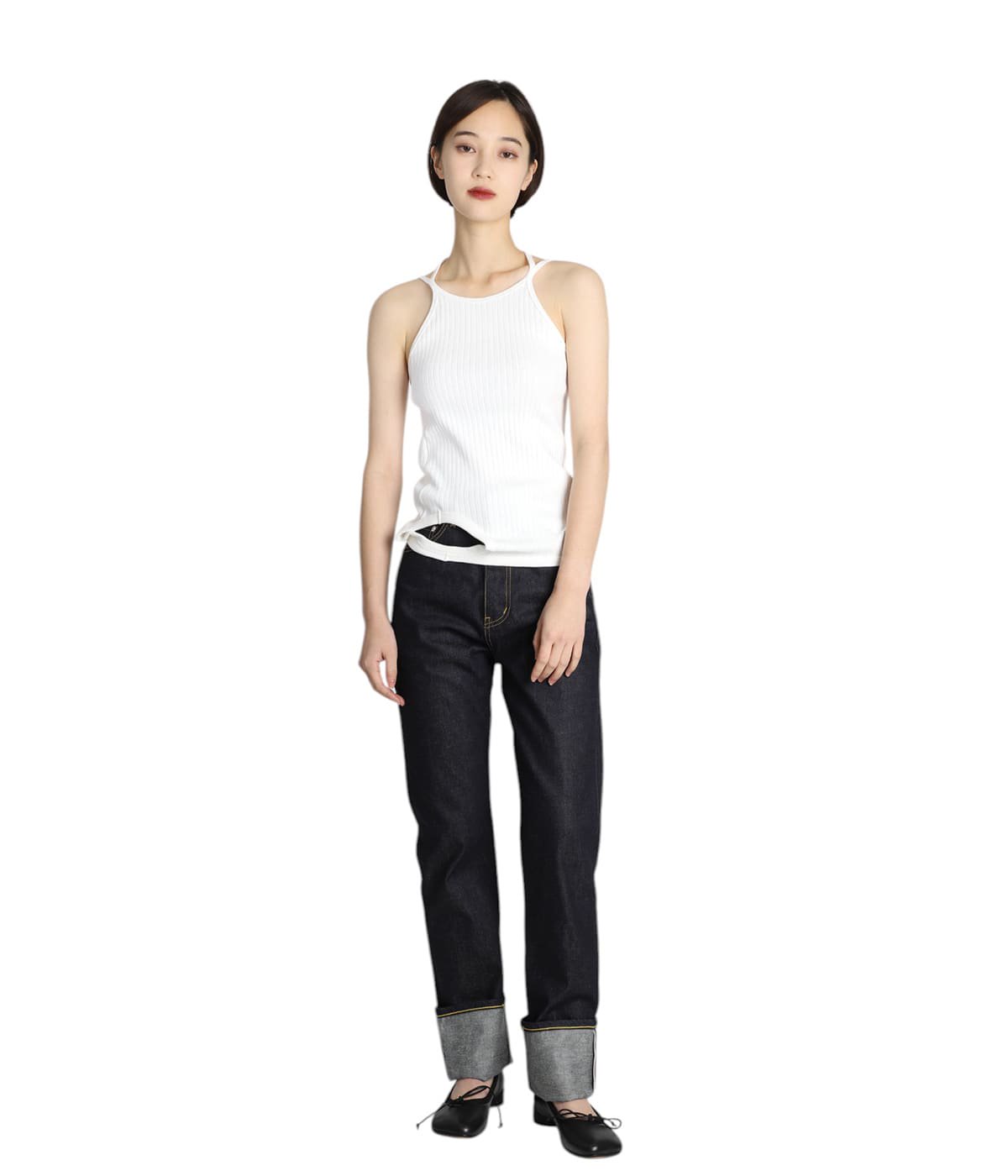 レディース】double-end remove needle rib tank top