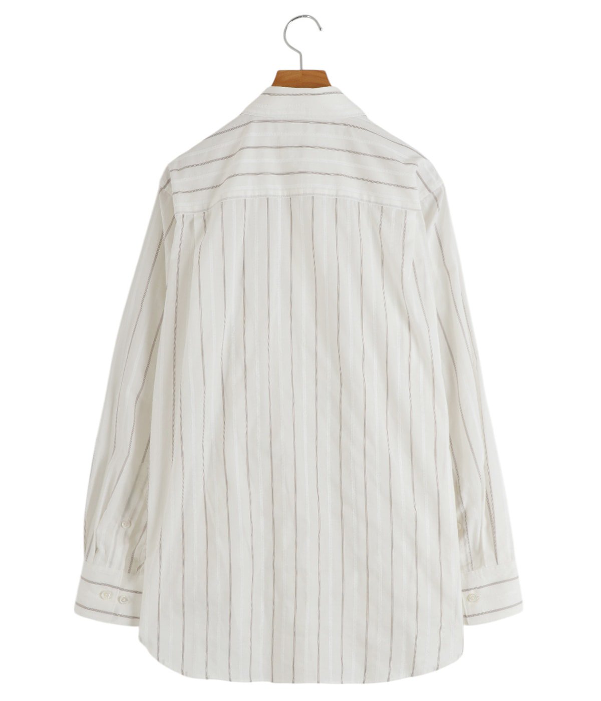 レディース】double-front cotton silk JQstripe shirt