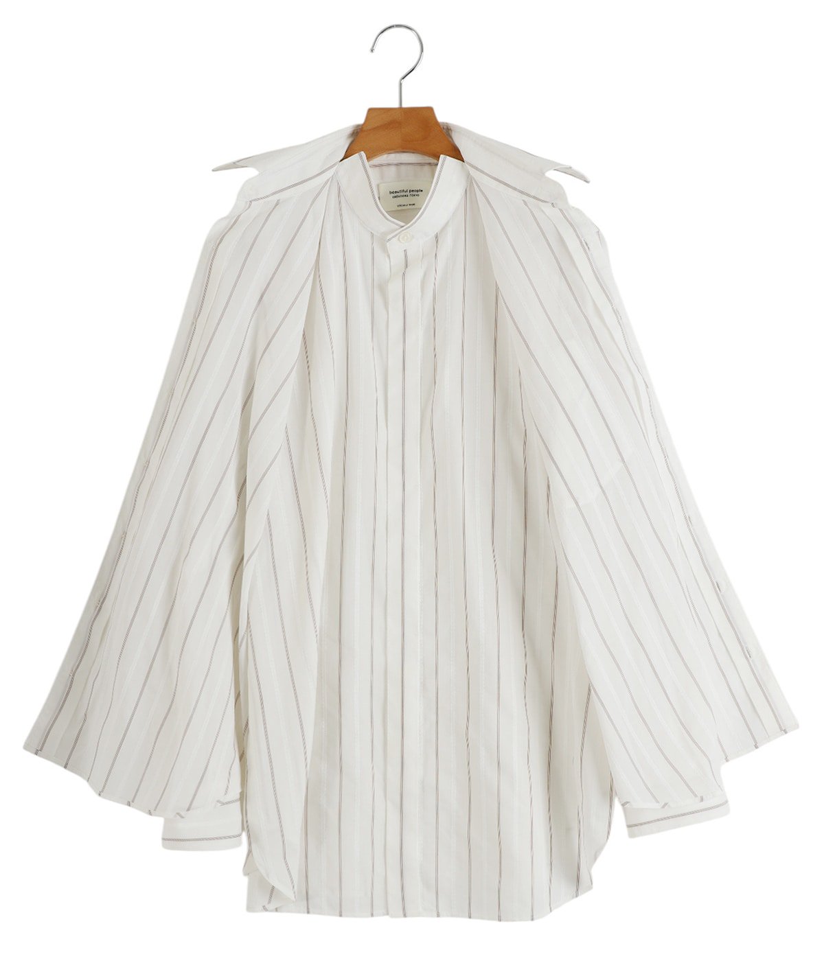 beautiful people - 美品 ビューティフルピープル 定価4万 シルク混 タキシード シャツ 男女兼用 レディース】 striped big collar shirt | beautiful people