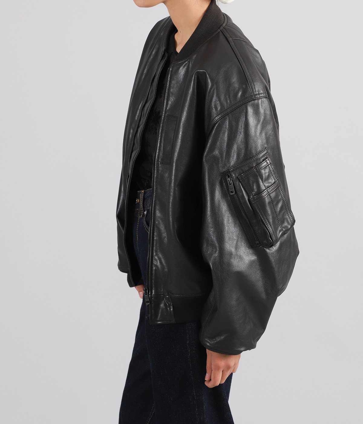レディース】light lamb leather fanshape MA-1blouson | beautiful