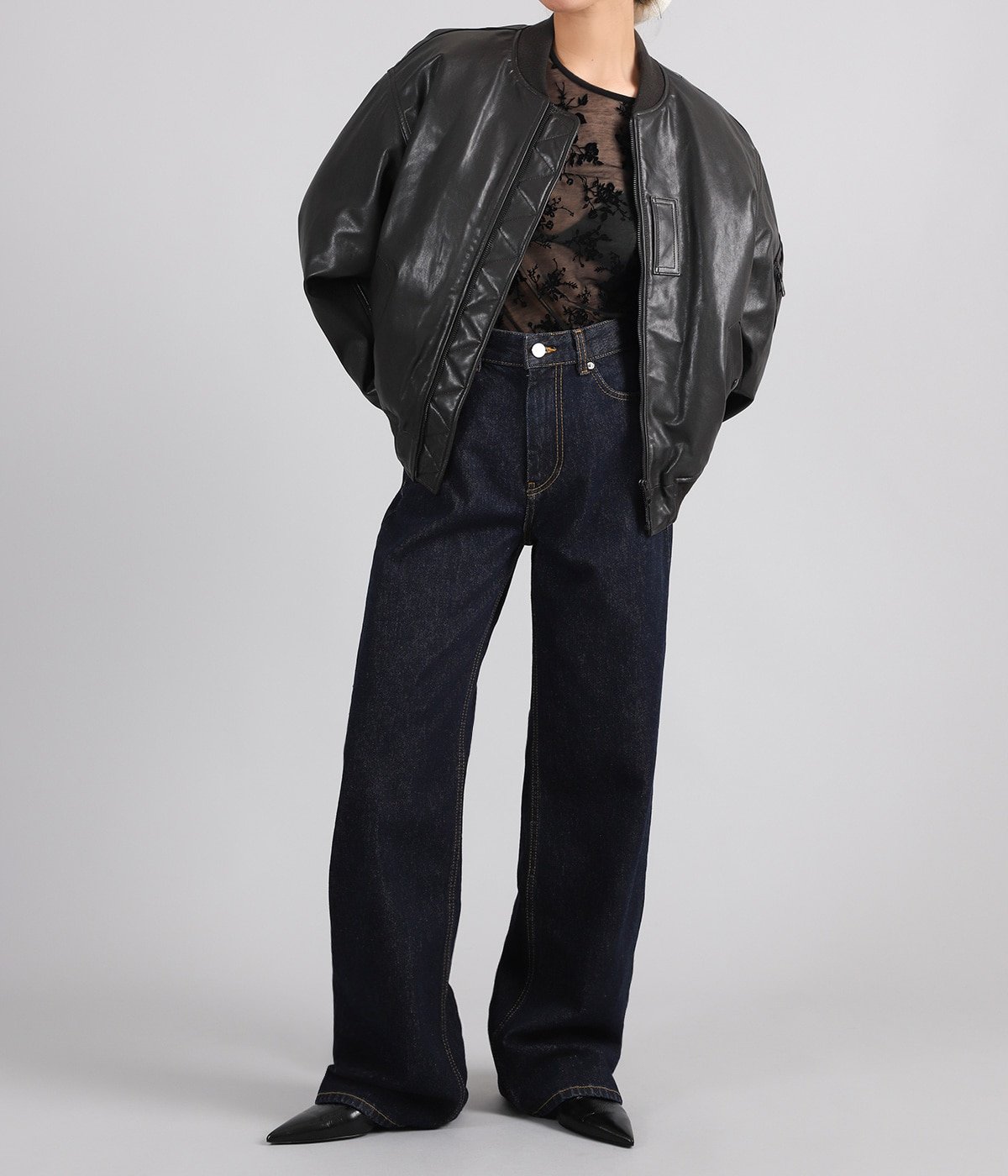 レディース】light lamb leather fanshape MA-1blouson | beautiful