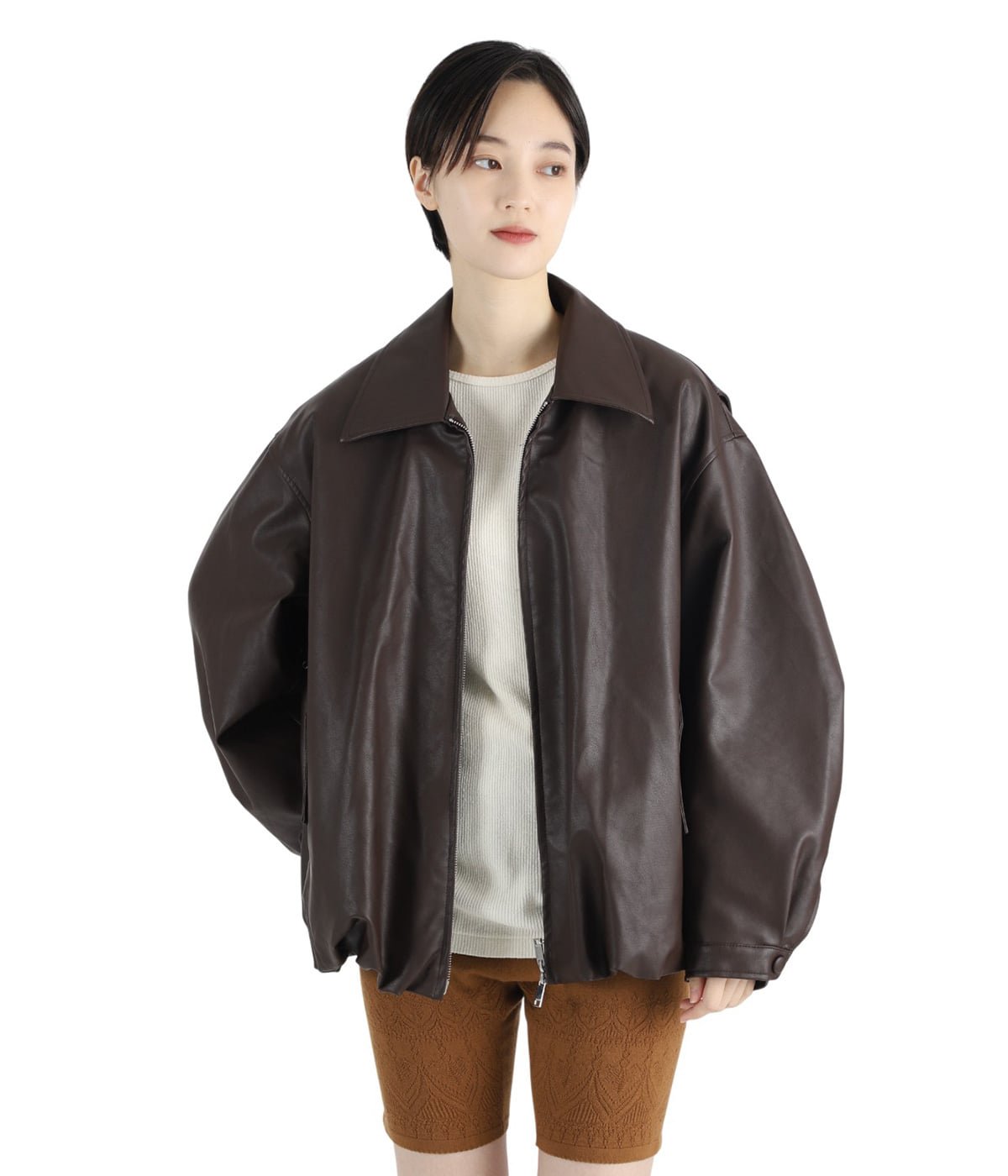 CLANE FAKE LEATHER BALLOON JACKET ブラウン01 CLANE Fake Leather Balloon Jacket – Carrefour, Katati to Tè Blog
