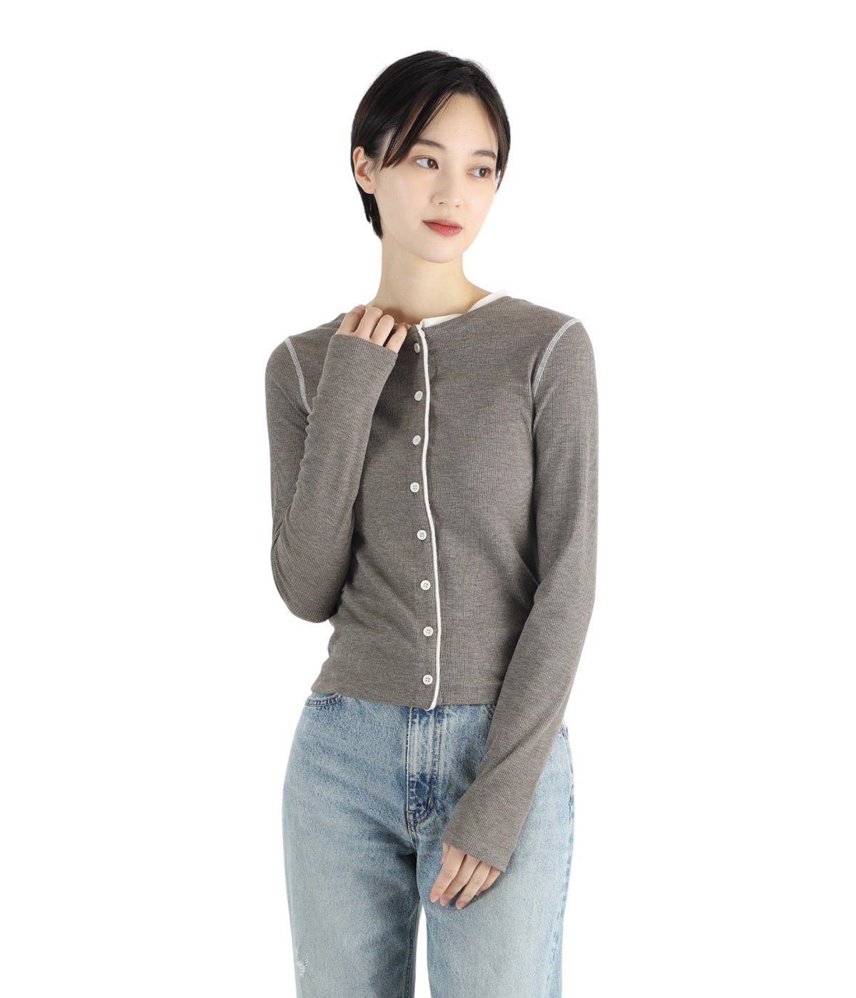NEW★新品未使用CLANE風 2wayホローアウト　スリーブセーターS グレー CLANE - NEW☆新品未使用CLANE風 2wayホローアウト スリーブセーターS