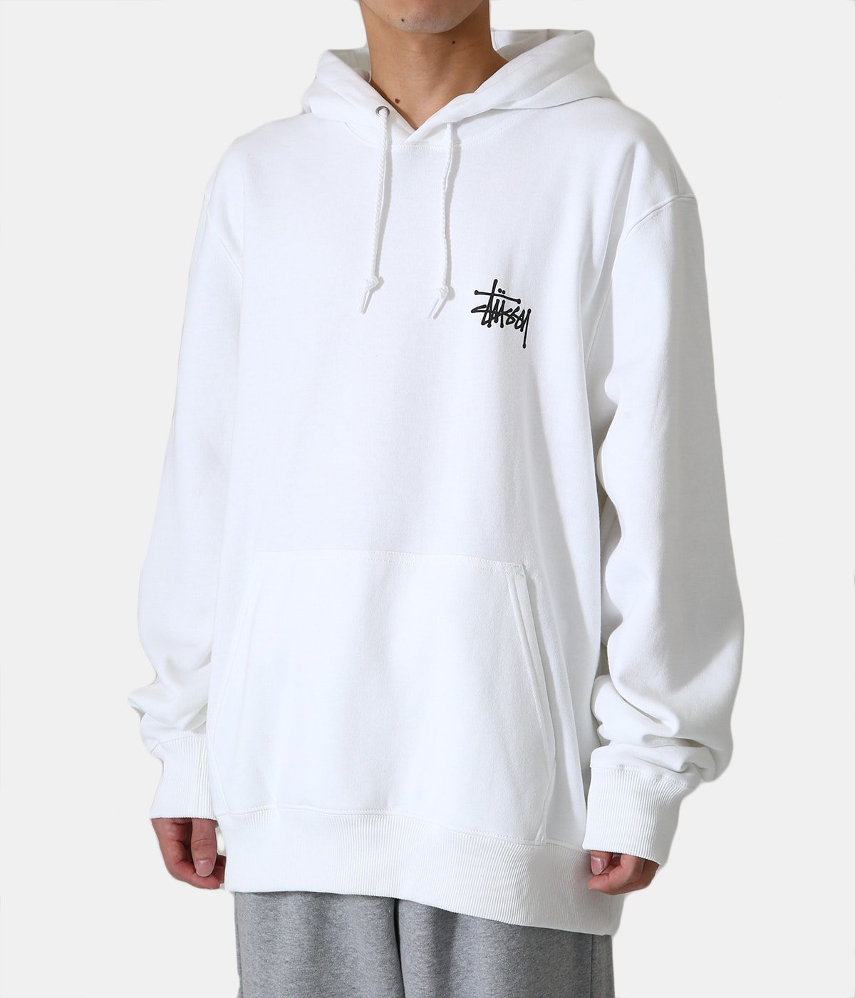 BASIC STÜSSY HOODIE フーディー パーカー 白色 バックロゴ セール特価