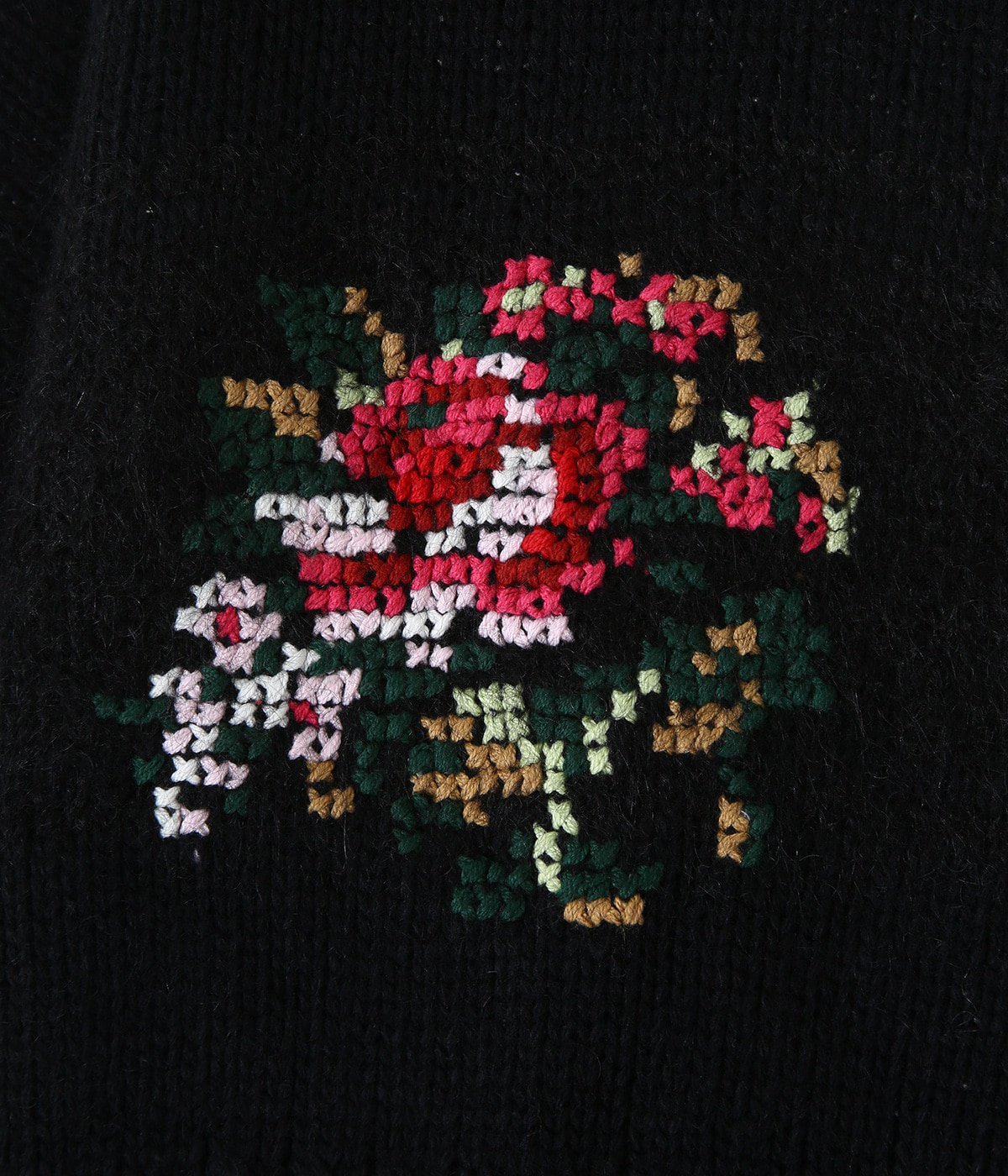 Flower Cross Embroidery Border Knit DAIRIKU(ダイリク) トップス