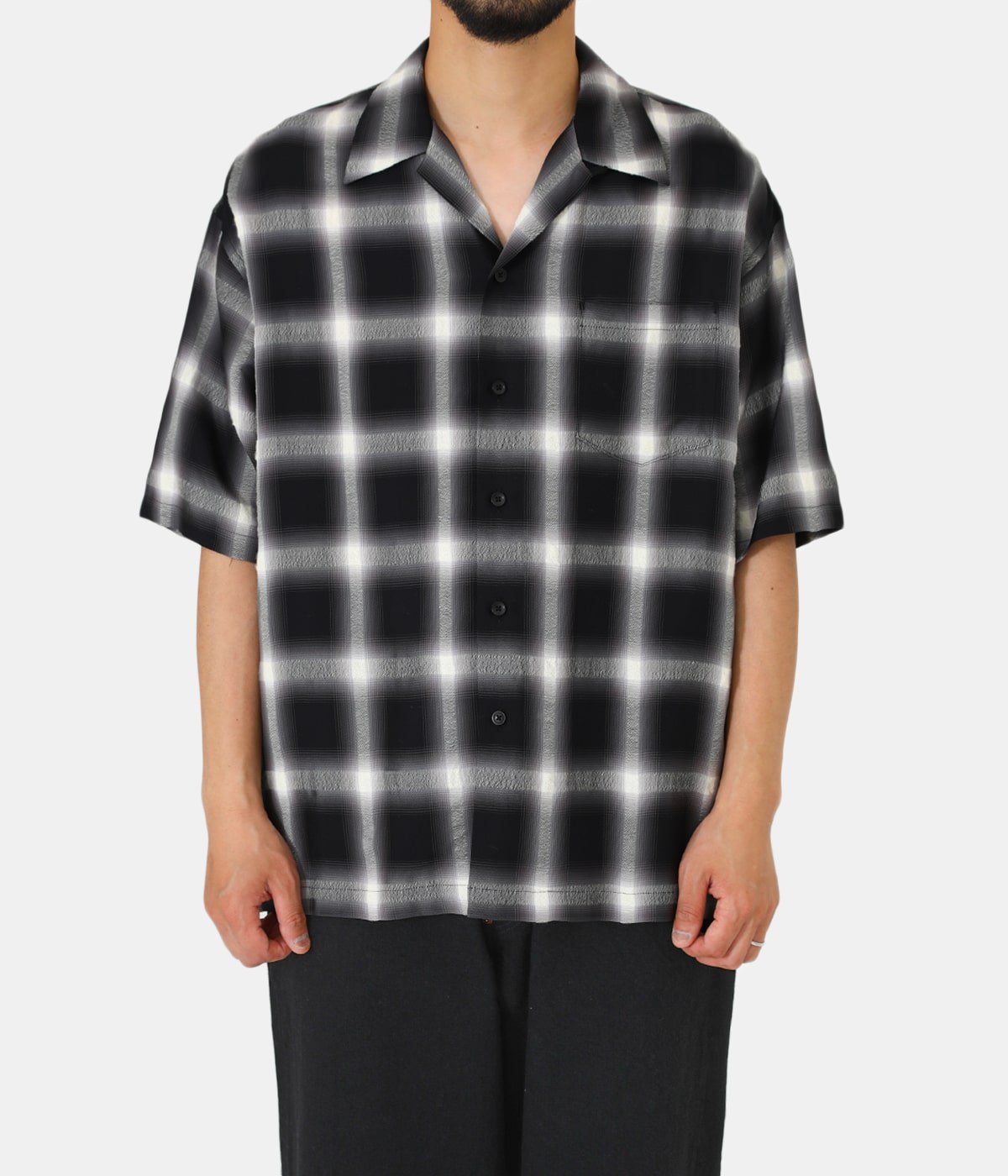 Cuprawool Ombre Check S/S Open Collar SH