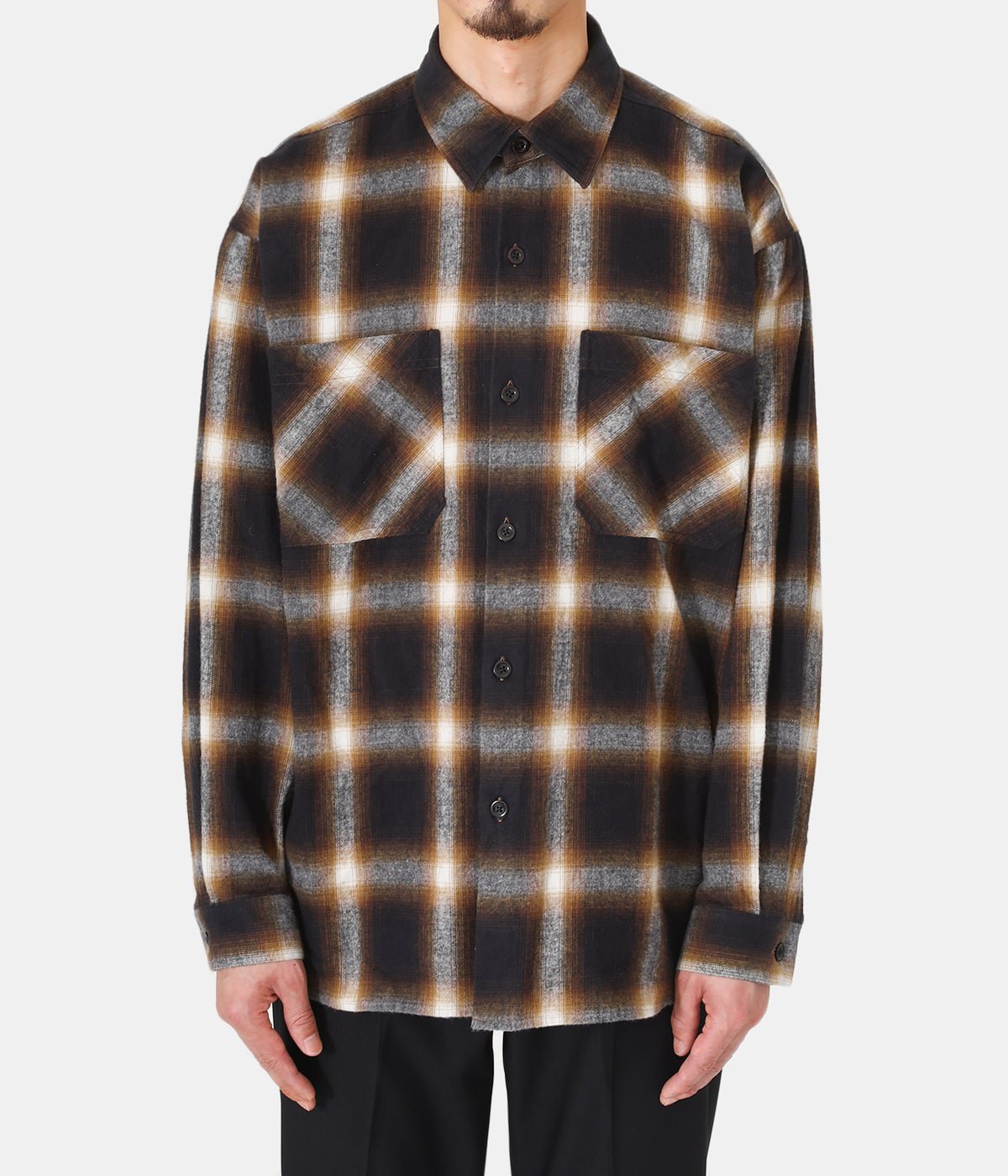 TAAKK OMBRE CHECK SHIRTS キュプラ-