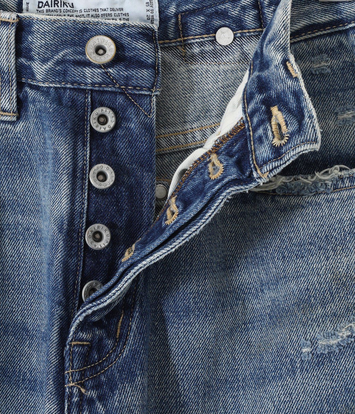 dairiku ダイリク Damage Straight Denim Pants-