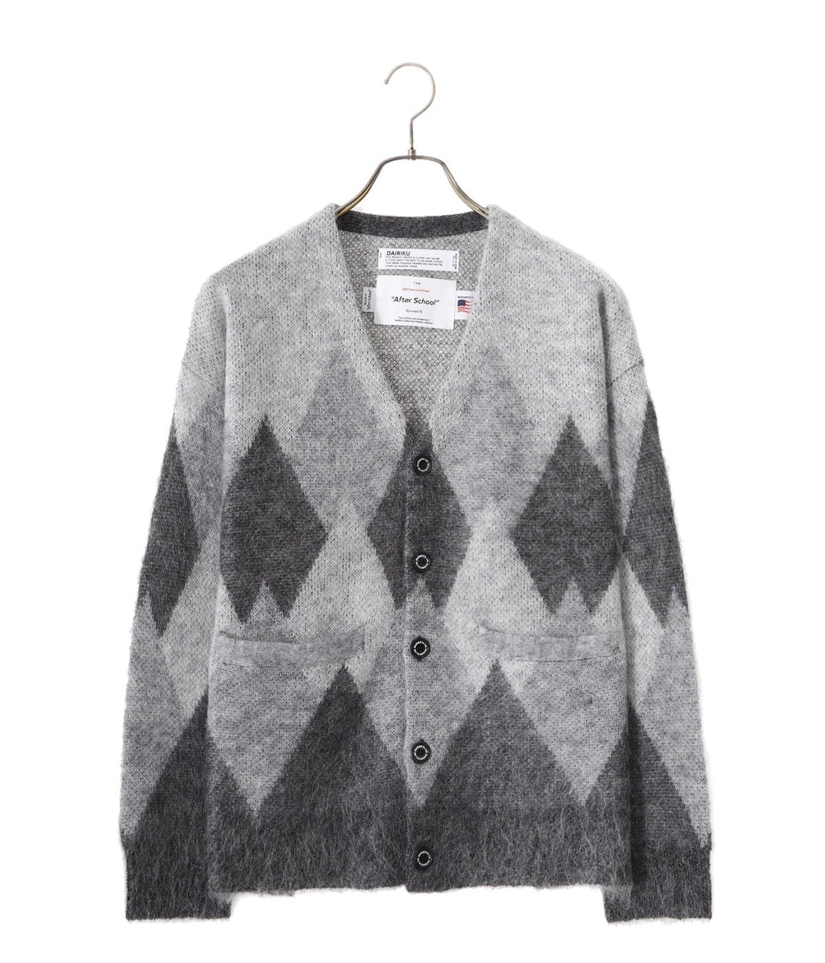 DAIRIKU Mohair Argyle Knit Cardigan | hartwellspremium.com