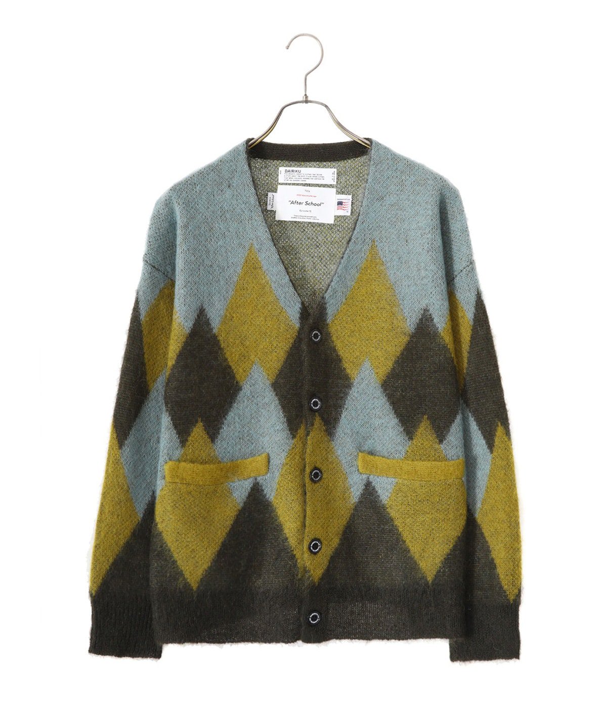 Argyle Mohair Knit Cardigan