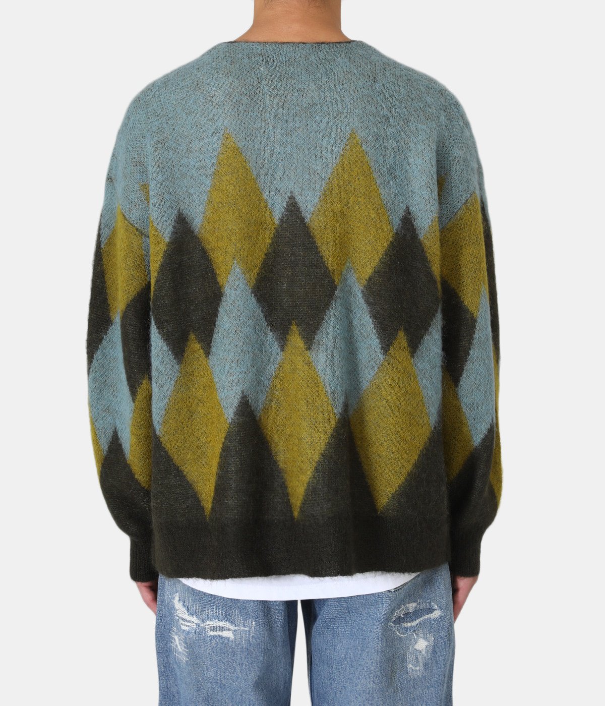 DAIRIKU Argyle Mohair Knit Cardigan-