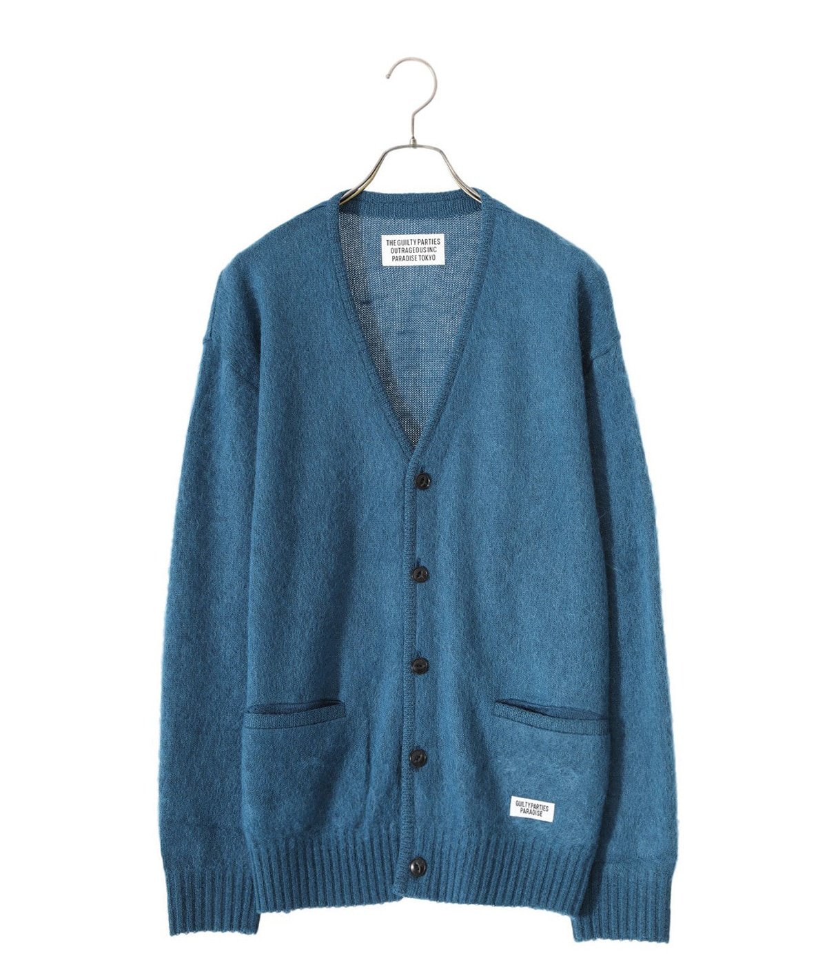 21ss wacko maria mohair cardigan L 青 ブルー