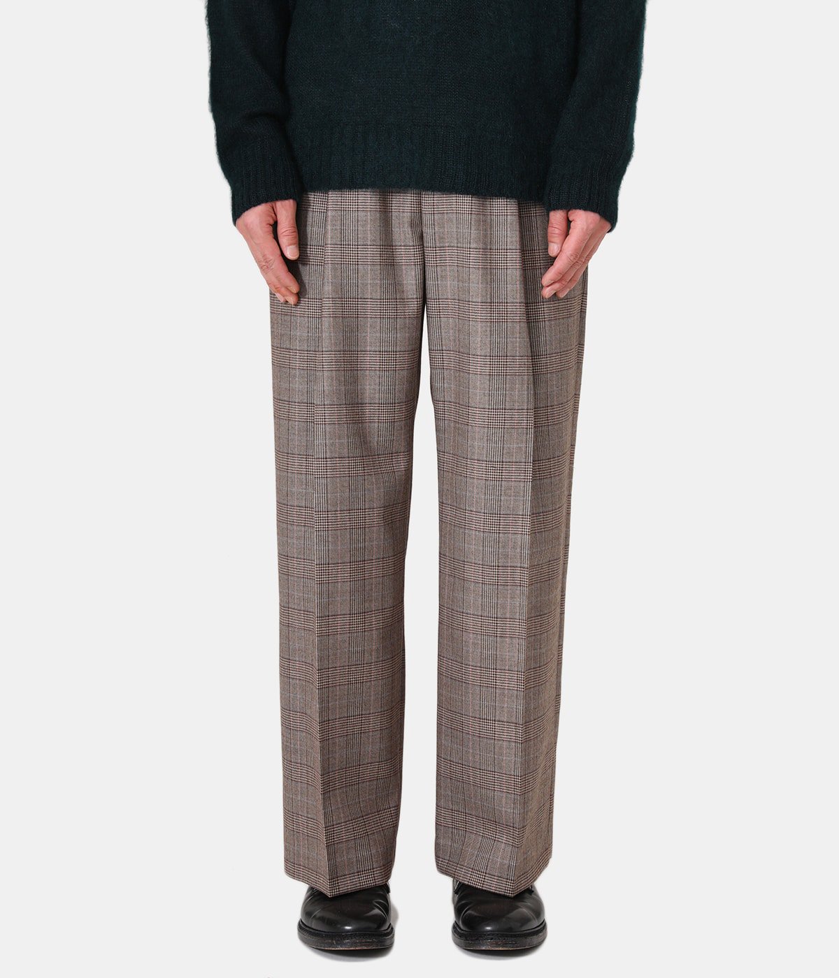 URU WOOL CHECK - 1 TUCK PANTS - 通販 - gofukuyasan.com