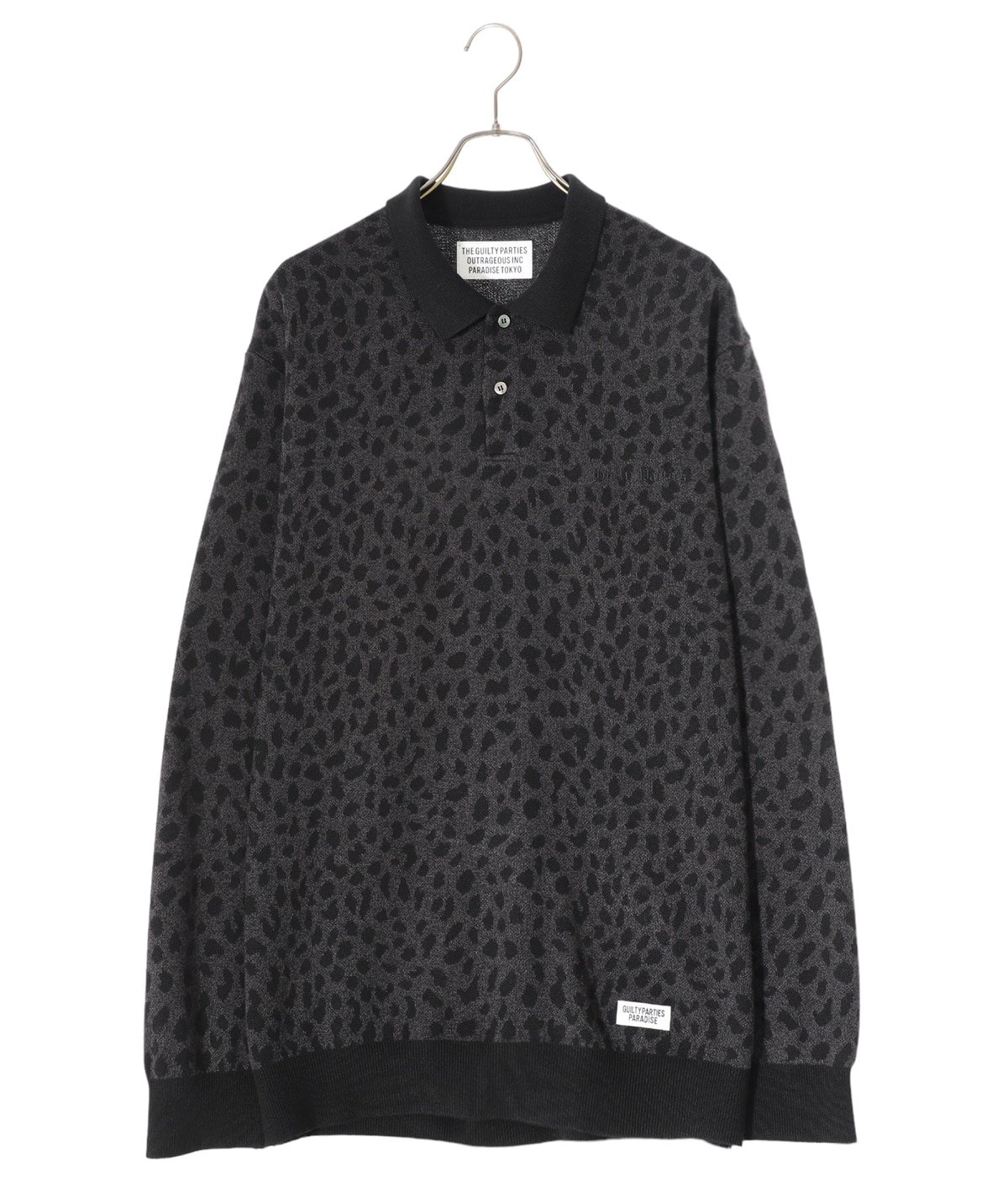 価格交渉可WACKO MARIA LEOPARD KNIT POLO SHIRT