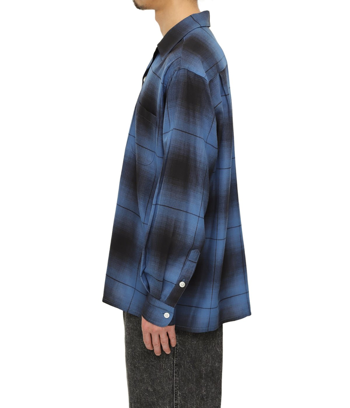 OMBRE CHECK OPEN COLLAR SHIRT L/S ( TYPE-1 ) | WACKO MARIA