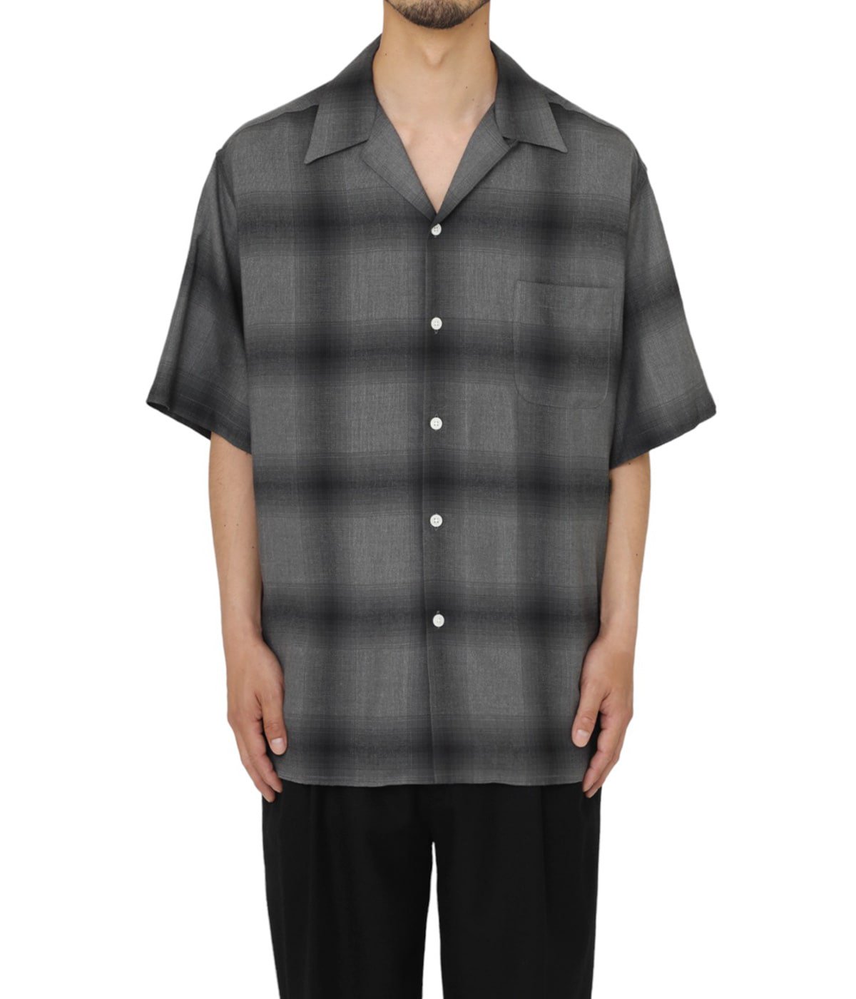 OMBRE CHECK OPEN COLLAR SHIRT S/S ( TYPE-2 ) | WACKO MARIA