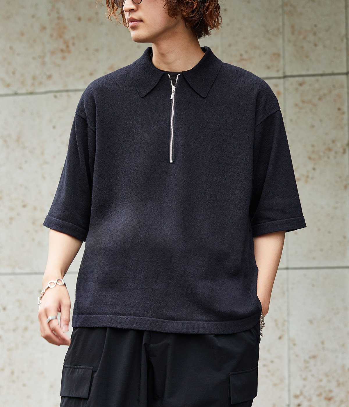 ONLY ARK】別注 Zip Knit Polo S/S | crepuscule(クレプスキュール 