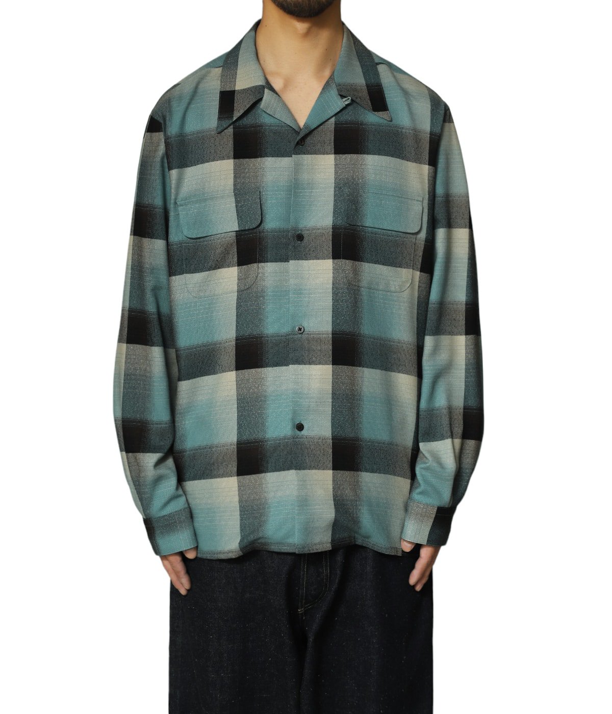 RAYON OMBRE PLAID OPEN COLLAR BLOUSE | SUGARHILL(シュガーヒル 