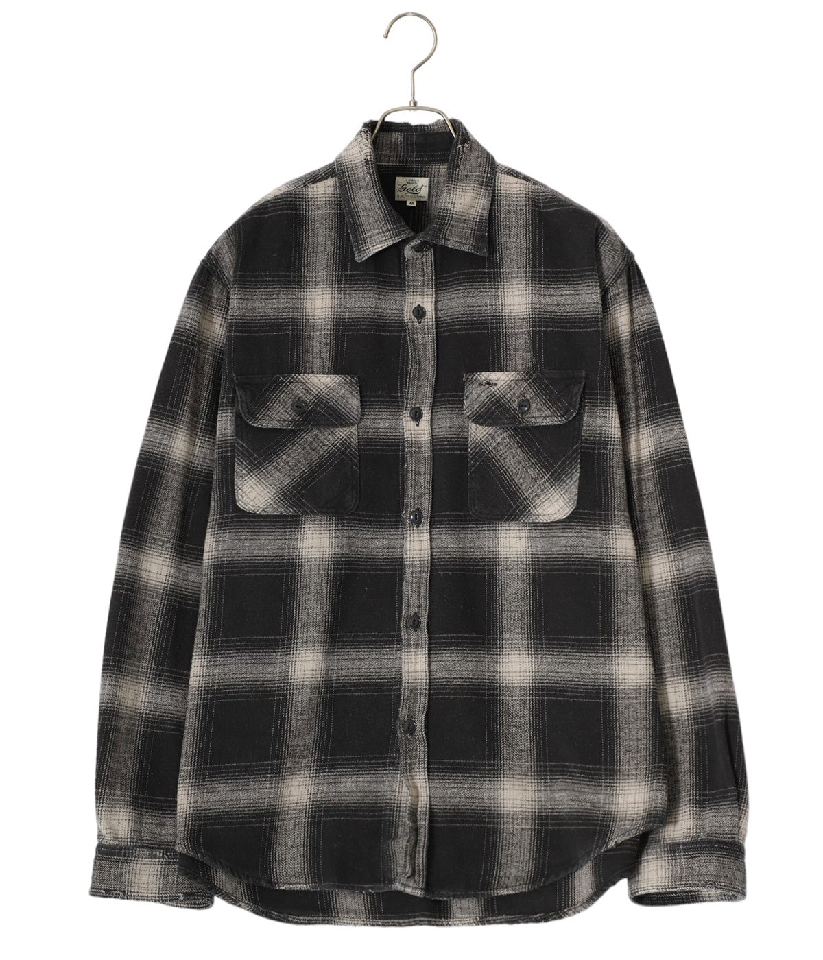 COTTON NEL CHECK L/S WORK SHIRT DAMAGE AGED | GOLD(ゴールド