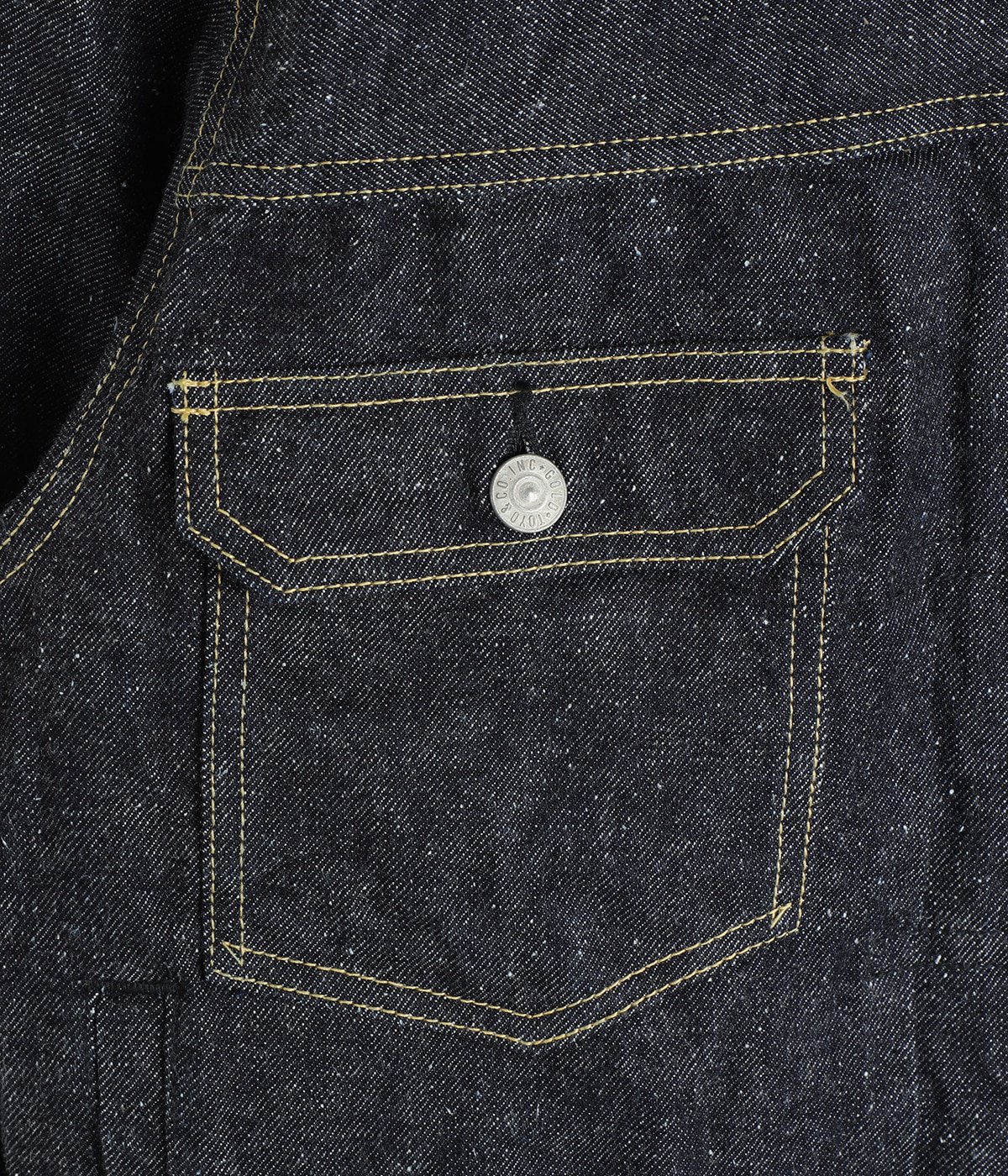 RECYCLED WASTE SUVIN COTTON YARN 14oz DENIM JACKET | GOLD