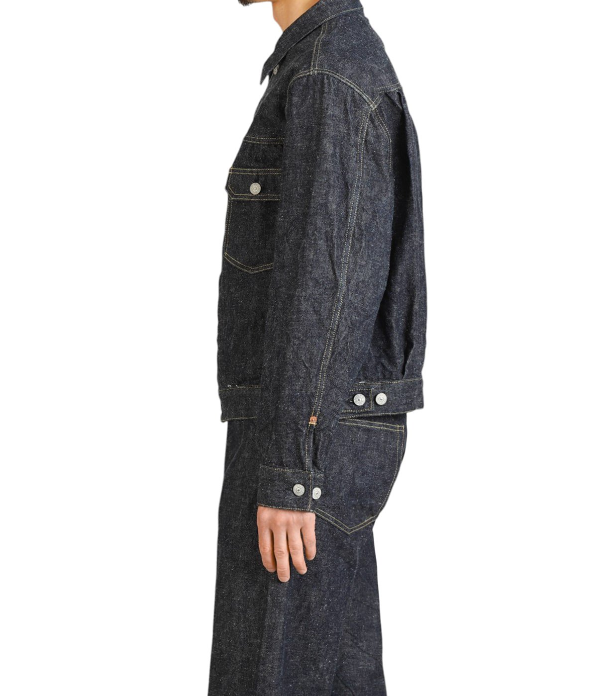 RECYCLED WASTE SUVIN COTTON YARN 14oz DENIM JACKET | GOLD