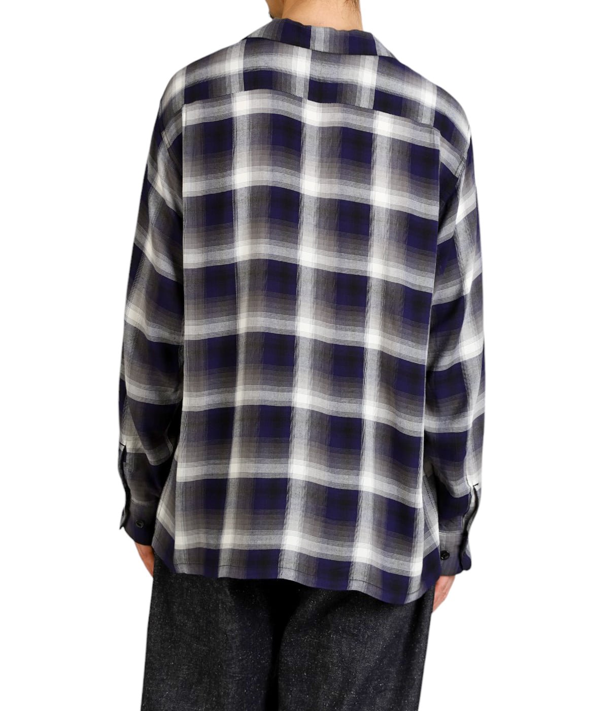 GOLD RAYON OMBRE CHECK OPEN SHIRT L 山田レン