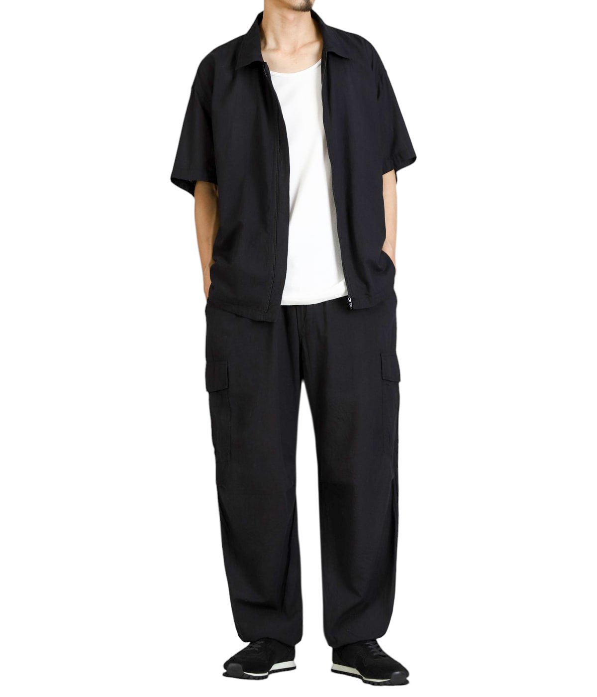 TOPS : VAT DYE CHAMBRAY ZIP SHIRT	 を着用